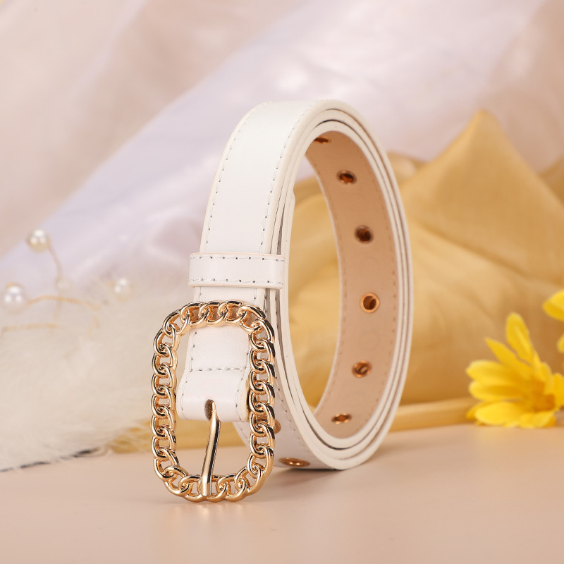 Mode riem retro goud vierkant gesp voor dames stijlvolle riem_voghion.com