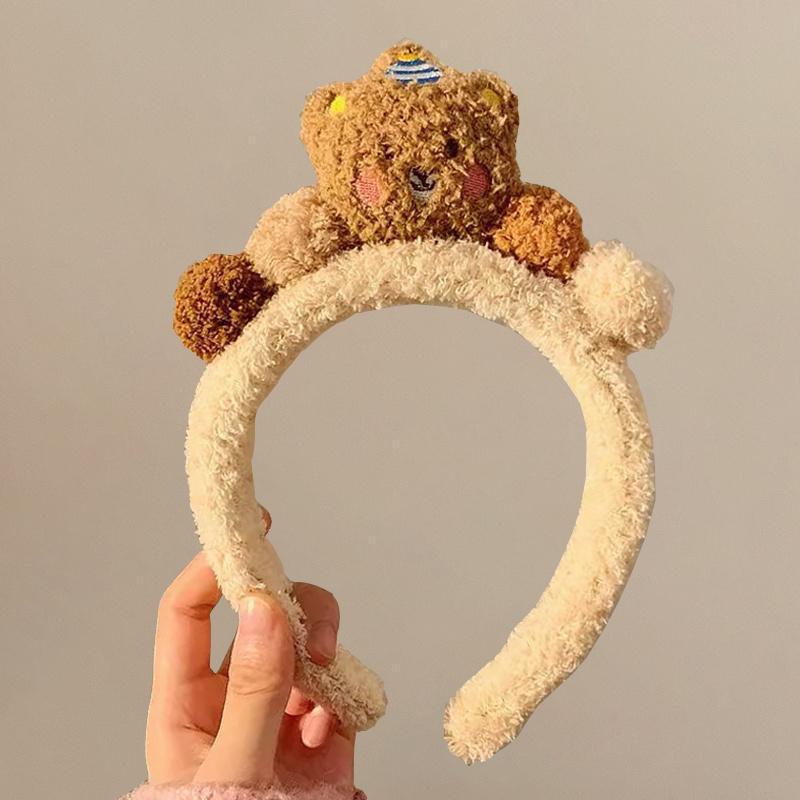 Lavarse la cara cinturón de cabello lindos de peluche para la mujer lavado y máscara especial de agujeros de cabello cinturón de cabello brazalete