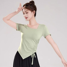 练功服套装形体服女新款亮片走秀训练拉丁舞荷叶边上装舞蹈导师