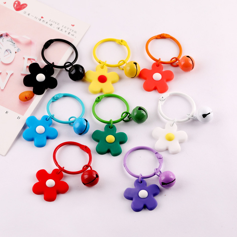 Cute Cartoon Hyun Ya Style Color Flower Baking Paint Bell DIY Holiday Gift Keychain Jewelry Material Accessories