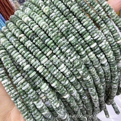 Zərgərlik ara hissələri, Tiger Eye White Crystal Abacus - natural-green-dot-jade-26mm