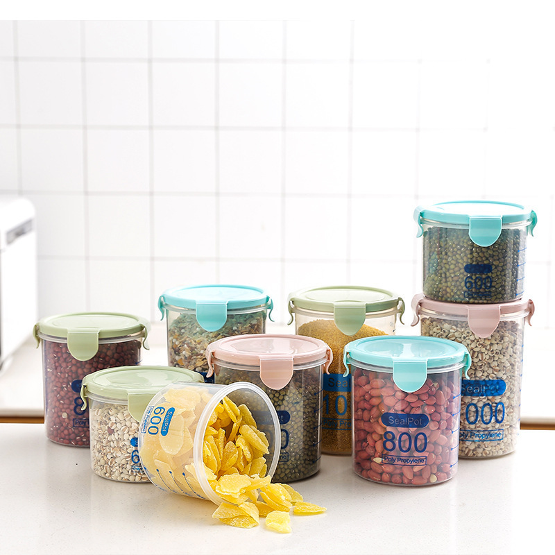 キッチン収納透明食品保存缶蓋付きプラスチック五穀雑穀スナック収納ケース|undefined