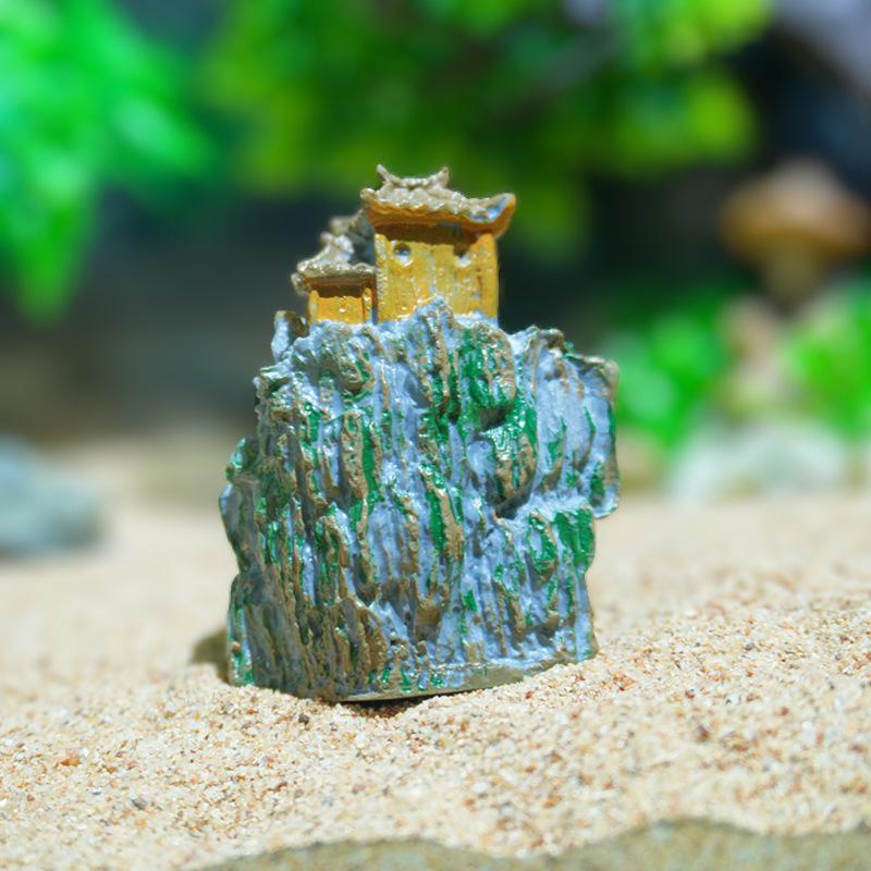 Templo de montaña rocalla decoración de bonsai pecera micro paisaje paisajismo pabellón simulación estilo arquitectónico antiguo templo al por mayor