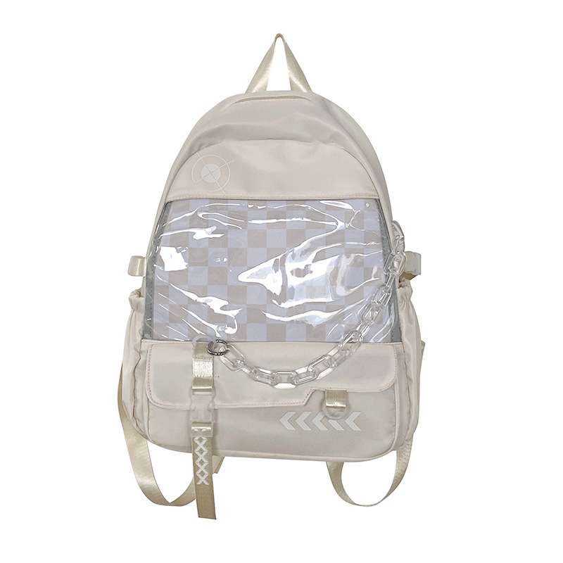 2024 nueva mochila de estilo universitario ventana transparente exterior mochila de estudiantes de escuela secundaria nueva mochila de gran capacidad