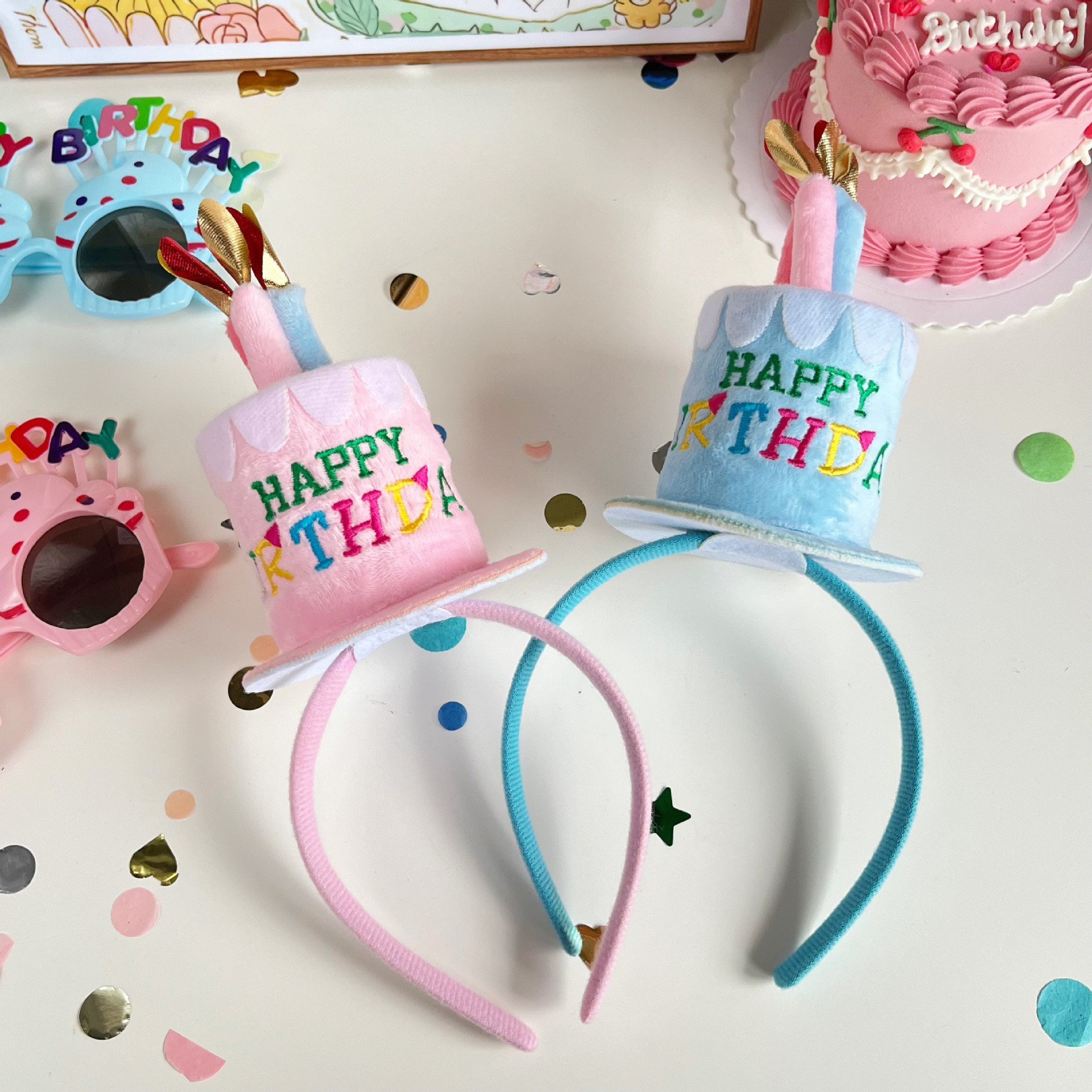 South Korea ins Internet celebrity birthday cake headband holiday party dress up baby children birthday hair accessories dress up props
