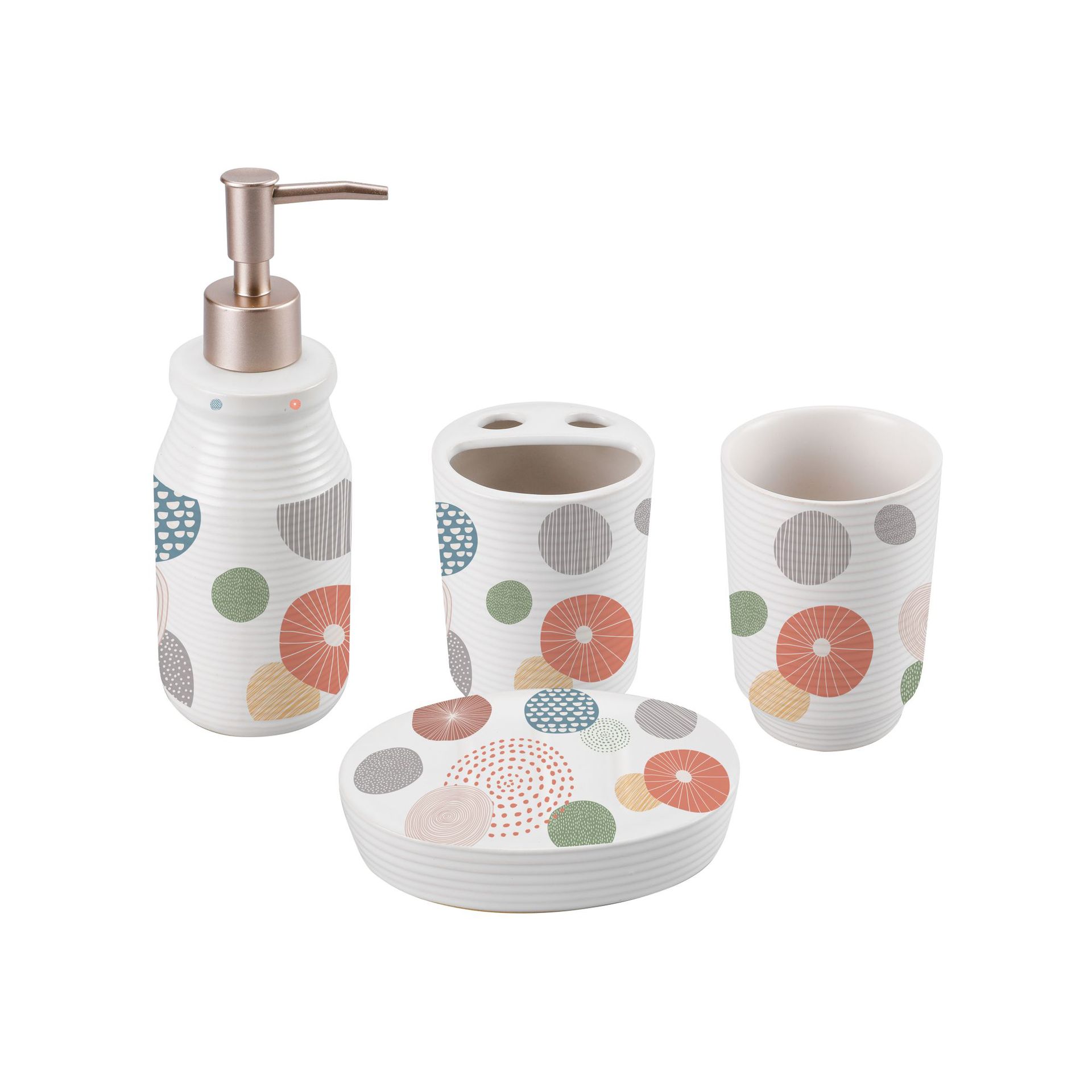 Traje de baño de cerámica impreso de estilo europeo creativo artículos de tocador para el hogar caja de regalo traje de lavado en caja de color conjunto de cuatro piezas