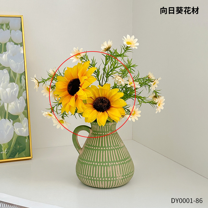 クロスボーダー北欧ボヘミアンスタイル手描きの耳付きセラミック花瓶装飾品ホームリビングルームデスクトップ装飾|undefined
