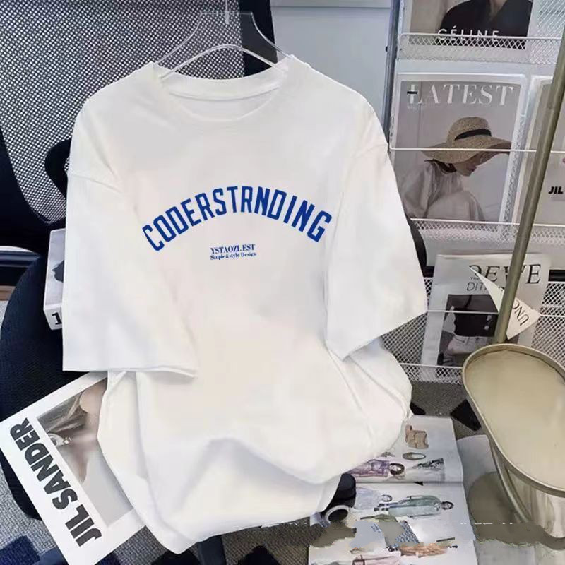 2025新型半袖tシャツ夏のゆるい大きいサイズのシャツ女性カジュアル上着ファッションプリント学生服|undefined