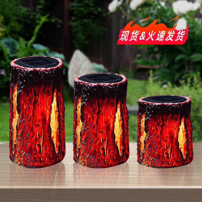 Independent Station Sculpture Solar Gardening Ornaments Resin Crafts Tree Stump Courtyard Outdoor Decoration Customization