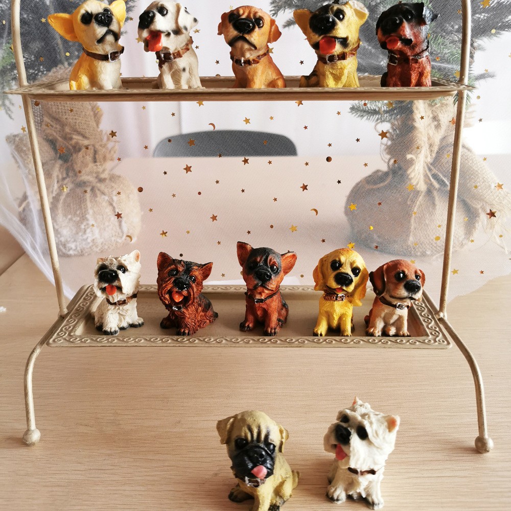 Biónico americano perrito resina artesanía decoración de gabinete de televisión adornos para el hogar regalos de cumpleaños lindos pequeños combates