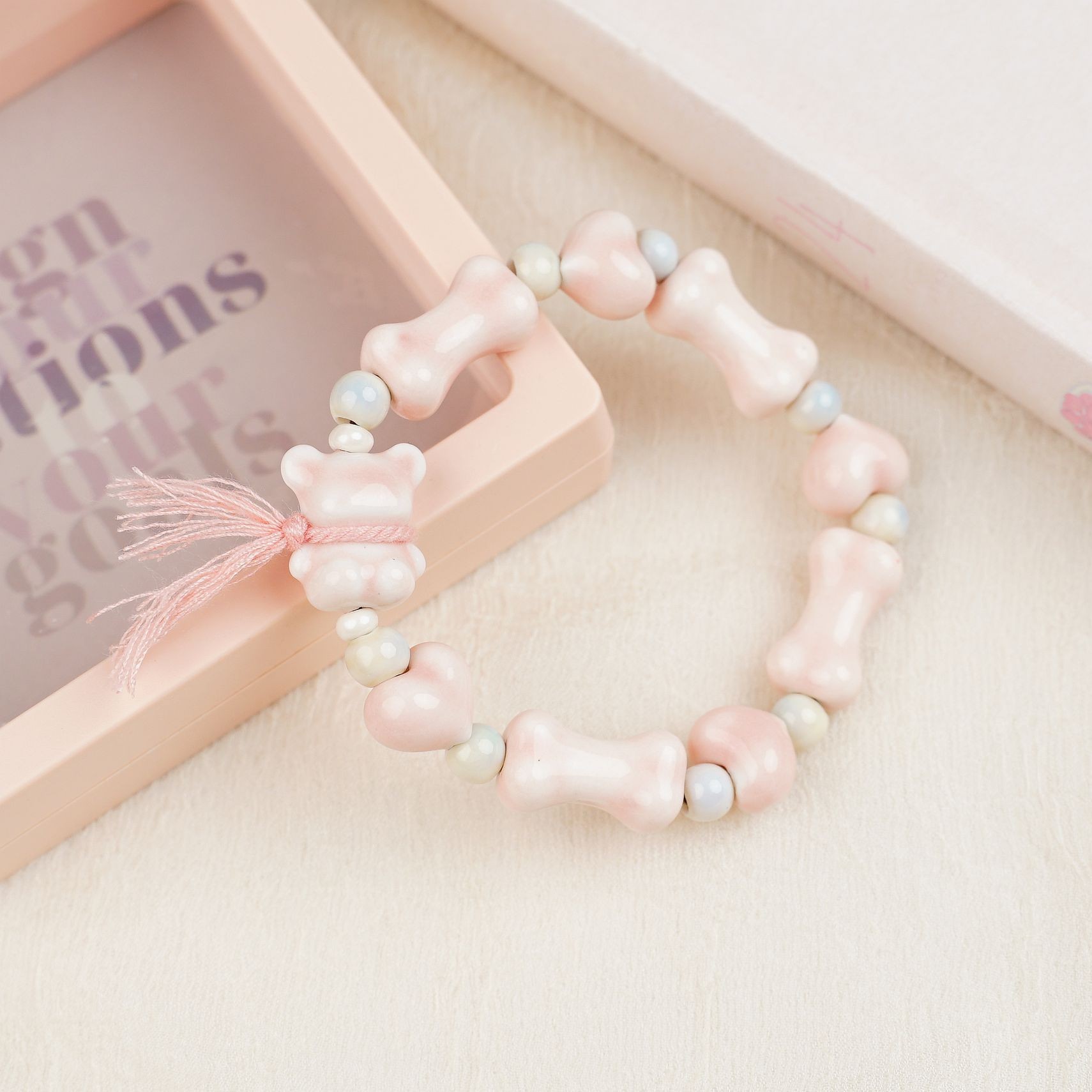 Jingdezhen pulsera de cerámica de verano mujer alta sensación galletas serie de gatos nicho diseño universal pulsera alta sensación