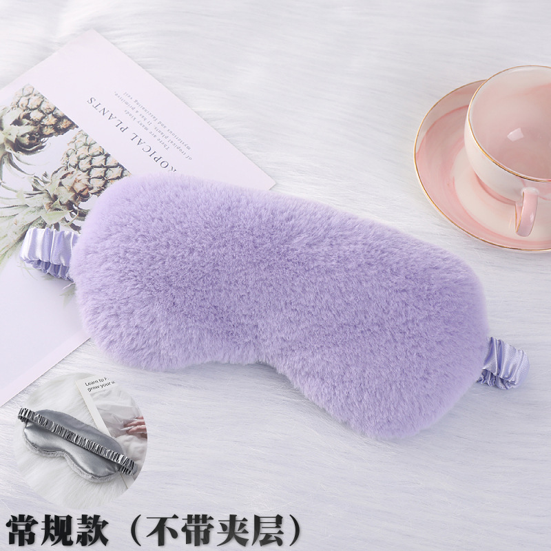 Spot piel de conejo pequeña máscara para dormir máscara para dormir máscara para ojos de felpa máscara para ojos transpirable de seda de imitación agradable para la piel máscara para ojos agradable para la piel de otoño e invierno