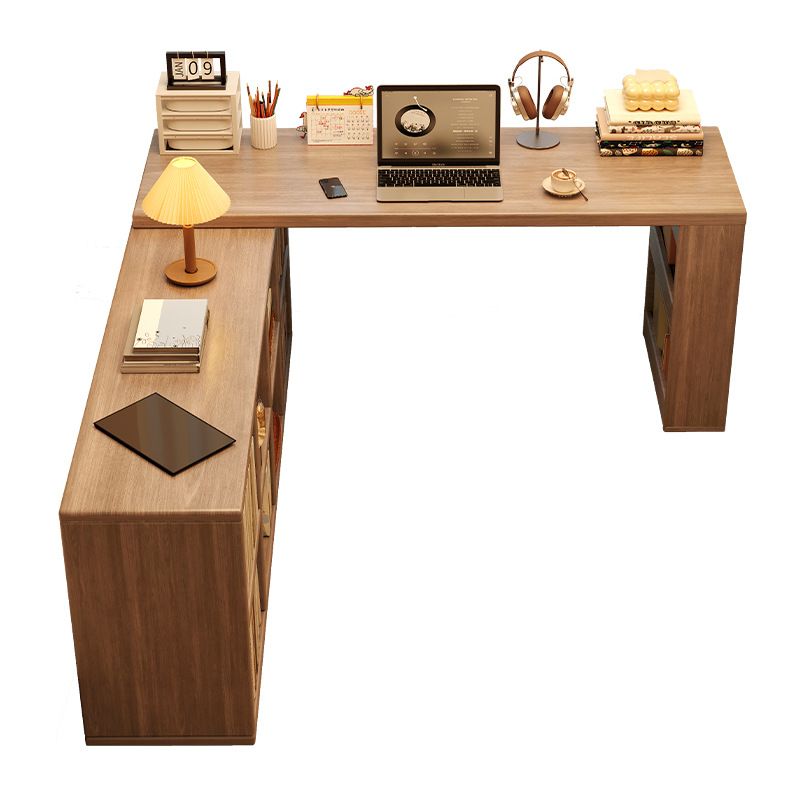 Escritorio de esquina de madera sólida con estante de libros escritorio de estudio escritorio de trabajo dormitorio escritorio de computadora en forma de L escritorio de tocador