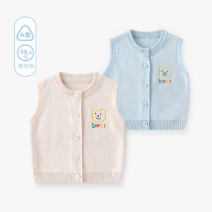 Baby Vest Autumn Clothing Baby Boy Vest Knitted Sweater Vest Cardigan Children's Sweater Western-style Clothes Autumn Waistcoat