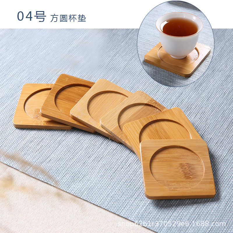 Guochao nuevo bambú taza almohadilla de taza cuadrada redonda porta taza kung fu ceremonia del té accesorios de arte de bambú herramientas de ceremonia del té