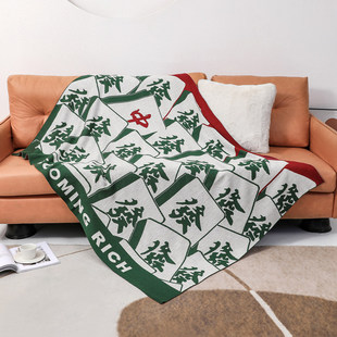 Mahjong Blanket, Fortune Blanket, Office Blanket, Sofa Blanket, Warm Knitted Blanket, Wool Travel Outdoor Blanket, Bed Blanket Decoration