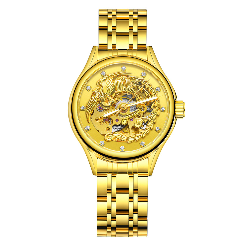 Forsining/Fusini mujer reloj mecánico automático Phoenix Zhuque reloj de oro reloj hueco 8222