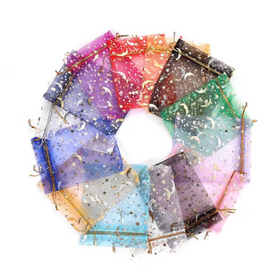 Factory Direct Sales Amazon Quality Star and Moon Organza Bags Gift Packaging Bags Jewelry Drawstring Bags Envelopes