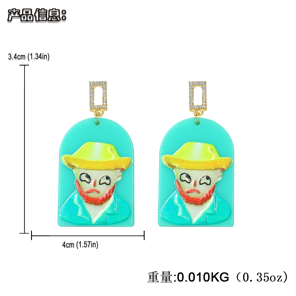 New Creative Cartoon Graffiti Abstract Clown Earrings Wholesale Nihaojewelry display picture 7