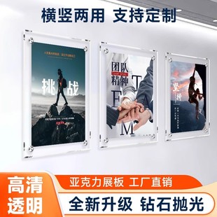 Highly Transparent Acrylic Advertising Board Plexiglass Display Board Double-Layer Plywood Clip Frame Picture Frame Display System Brand Wall Hanging