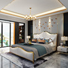 Light extravagance American style Leather bed The first layer cowhide Postmodern Simplicity Master Bedroom 1.8 Mi Gang Style Double ins Reticulate bed