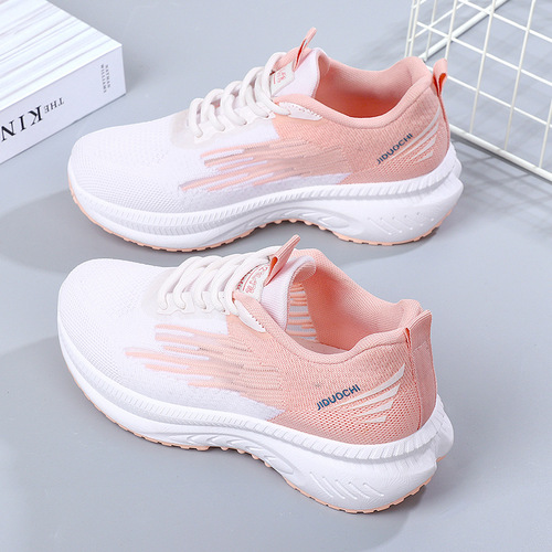 2024 new spring and autumn running shoes for women, versatile, comfortable, soft sole, lightweight mesh, breathable casual sports shoes, shallow mouth