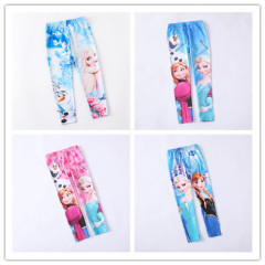 Children's Elsa Digital Print Cotton Long Pants, Wearable Autumn Tight Pants for Girls