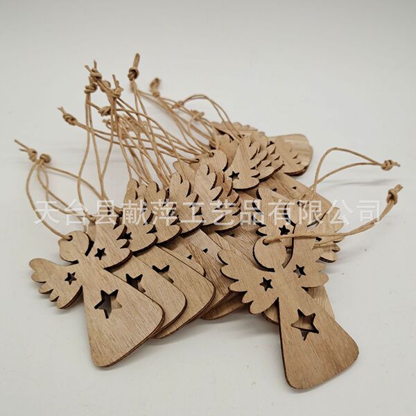 Christmas wooden carved pendant