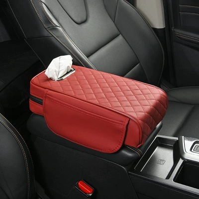Armrest Box Mat | Armrest box pad - burgundy-armrest-box-mat-with-pocket