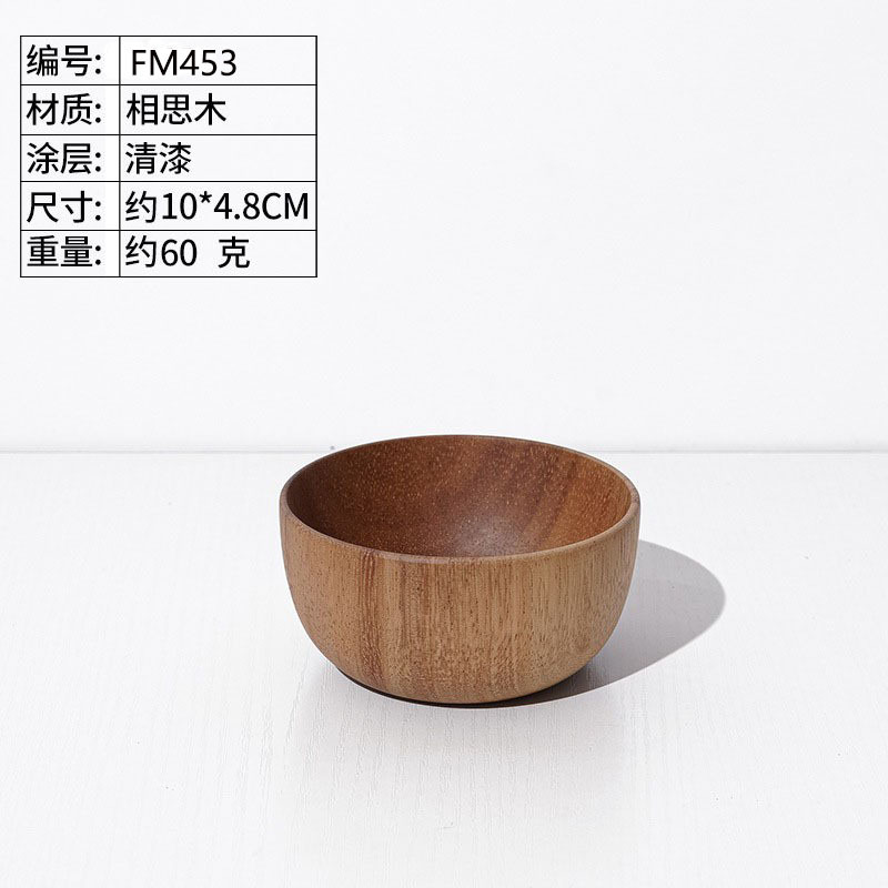 Venta al por mayor de madera de acacia todo tazón de madera restaurante japonés grande ramen tazón engrosado vajilla ensalada de frutas tazón grabado logotipo
