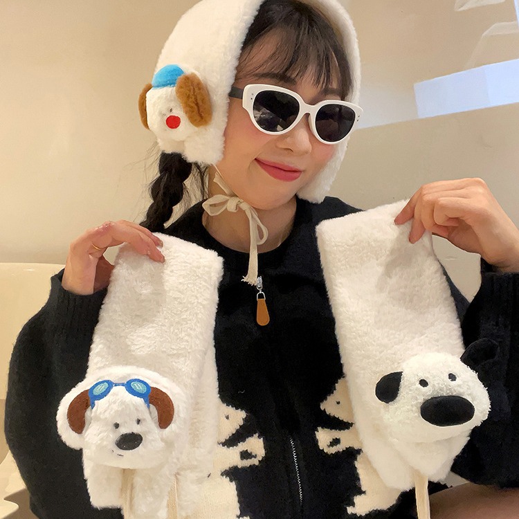 2024 nuevo estilo orejeras con cordones invierno niña linda bicicleta orejeras calentamiento de orejas estudiantes felpa cálido protección para los oídos babero