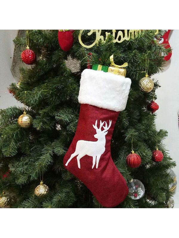 新しいクロスボーダークリスマス赤と白の靴下ヘラジカ刺繍クリスマス靴下クリスマスギフトクリスマスペンダント装飾スノーフレークスタイル|undefined
