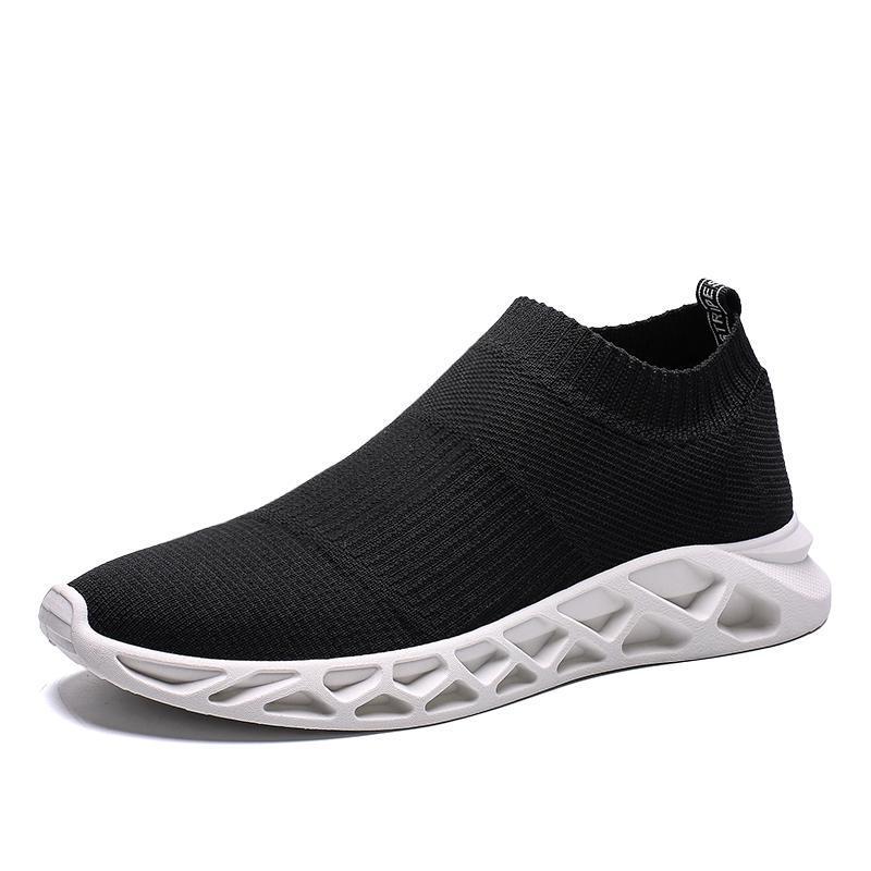 Black spring Korean version, men's shoes, summer running, sports and leisure, one foot lazy socks, trendy shoes_voghion.com
