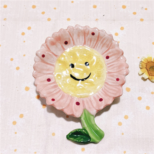 Cute High-Quality Appearance Flower Creative Ceramic Soap Dispenser Drainage Home Bathroom Sink Soap Holder Trendy