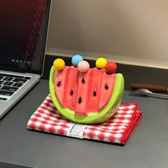 セラミックスイカフルーツフォーク家庭用ステンレス鋼ライト高級ハイエンド収納瓶セット子供の夏のフォークフルーツピック