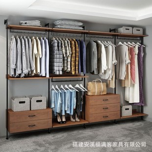 Metal Simple Wardrobe Wrought Iron Hanger Floor Bedroom Wardrobe Rack Open Cloakroom Rack Wall Hanging