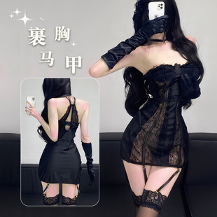 Sexy Lingerie with Lace Underwire, Revealing Cleavage, Sheer, and Bodycon Skirt