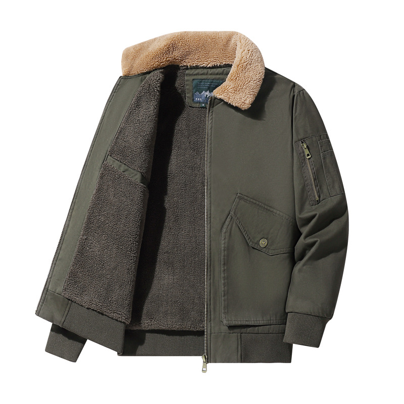 Chaqueta de hombre de comercio exterior transfronterizo Amazon hombre chaqueta cálida de invierno con solapa de algodón de lana chaqueta casual hombre