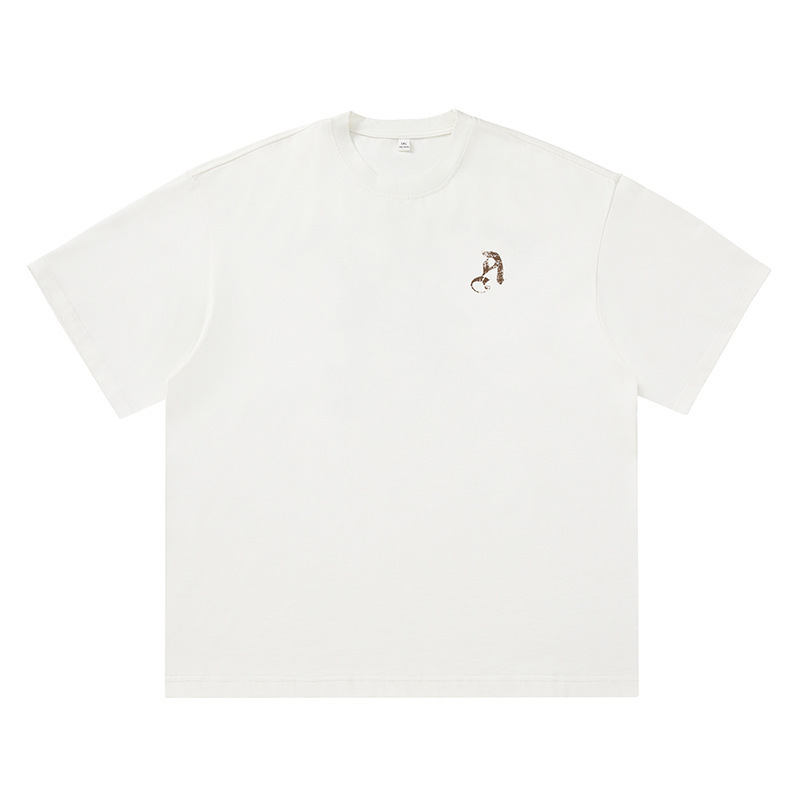 コントラストカラーのゴシック文字プリント半袖Tシャツ メンズ 夏の新作トレンドブランドTシャツ ゆったりとした純綿 カップル向け半袖Tシャツ|undefined