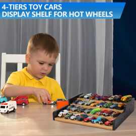 木制玩具车展示架阶梯式小汽车置物架儿童玩具模型手办多层收纳架