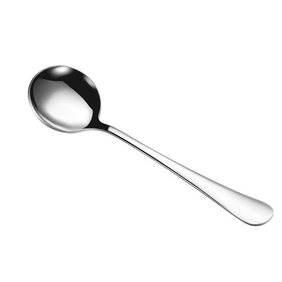 Stainless Steel Spoon Household Dining Round Head Spoon Long Handle Internet Popular Spoon Watermelon Spoon Round Spoon Printable LOGO