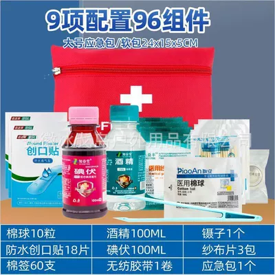 Emergency Kit Medicine Box Medical Kempinq və səyahət - commonly-used-set-2-96-components-large-soft-bag