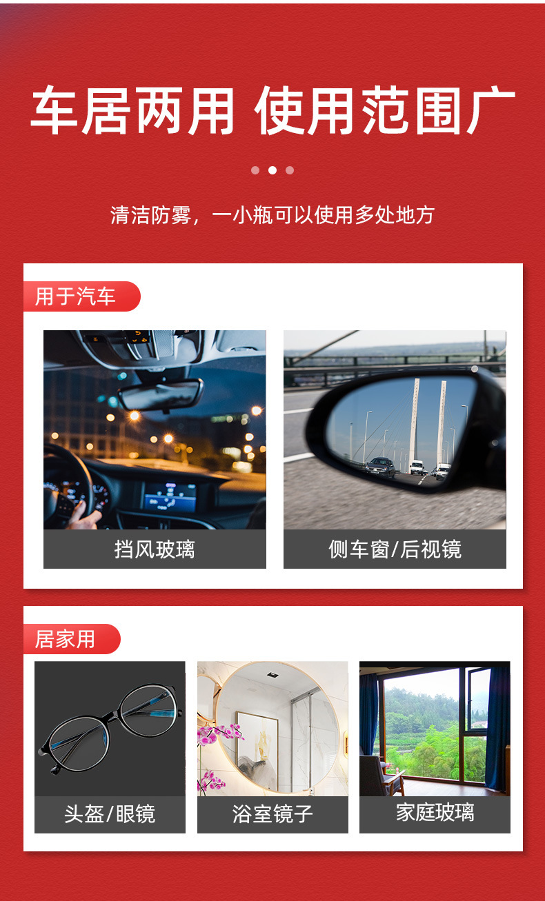 Car Glass Rainproof Agent, Anti-Fog Agent, Water Removal Coating Agent, Windshield Reversing Mirror, Rearview Mirror Defogger