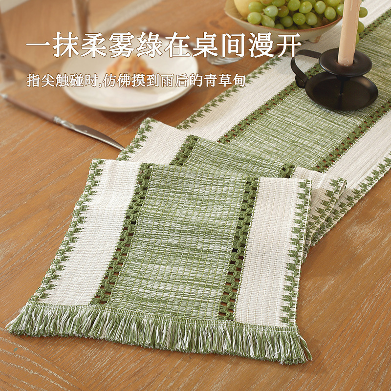 亚马逊新款仿棉麻餐桌长条布装饰茶几餐边柜盖布家用茶旗桌旗批发|undefined