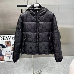 国境を越えた新型Guc馳秋冬カジュアルフード付きジャケット保温綿服男暗紋老花男女同服コート