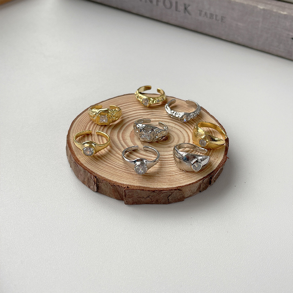 Fashion Geometric Copper Zircon Open Ring