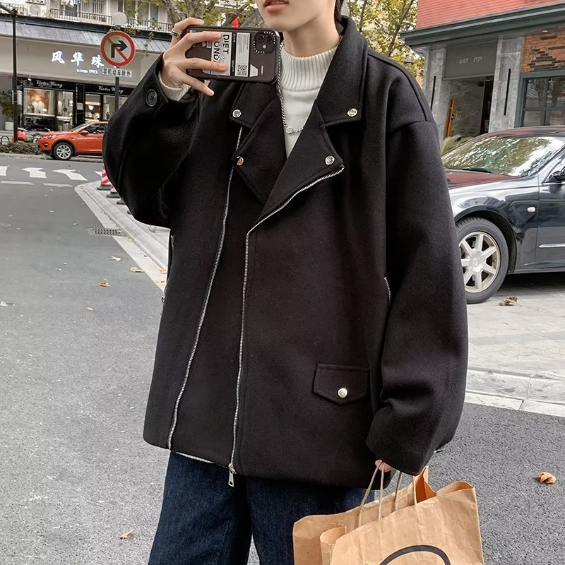 Chaqueta de traje grueso de moda para hombres, traje de marca de moda, abrigo de lana corto, otoño e invierno, ropa de hombre de calle frita de alta gama