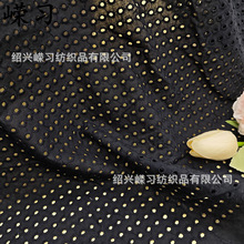 现货全棉黑色绣花面料小孔圆圈打孔布料家居童装女装刺绣面料直供