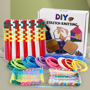 Children's Educational DIY Loop Weaving Elastic Rope Coaster Candy-Colored Elastic Rope Nylon Weaving Toy Game