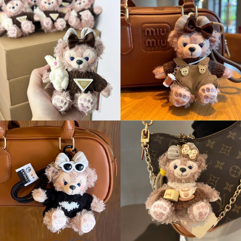 New Shirley May Brownie Strap Pants Bag Pendant Cute Plush Doll Bear Doll Keychain Hanging Ornaments